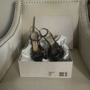 Jimmy Choo Heloise Satin Heels in Black - Worn Once